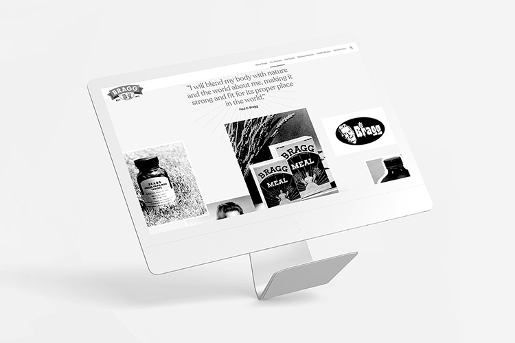 Bragg home page screen mockup in white iPad