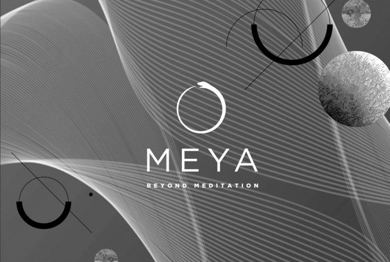Meya beyond meditation app logo mockup on abstract background
