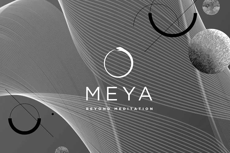 Meya beyond meditation app logo mockup on abstract background