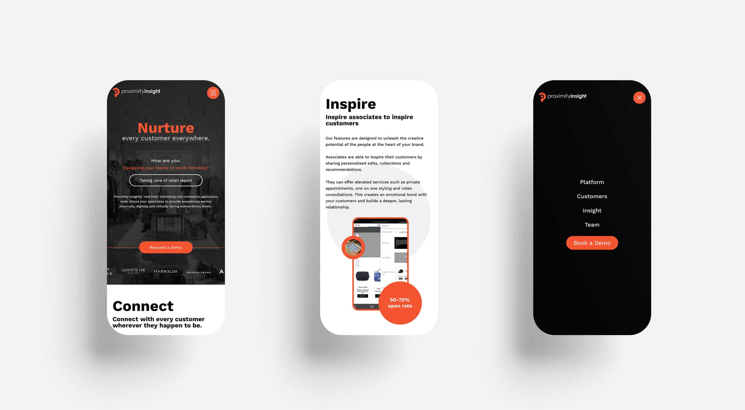 Proximity Insight Mobile mockups