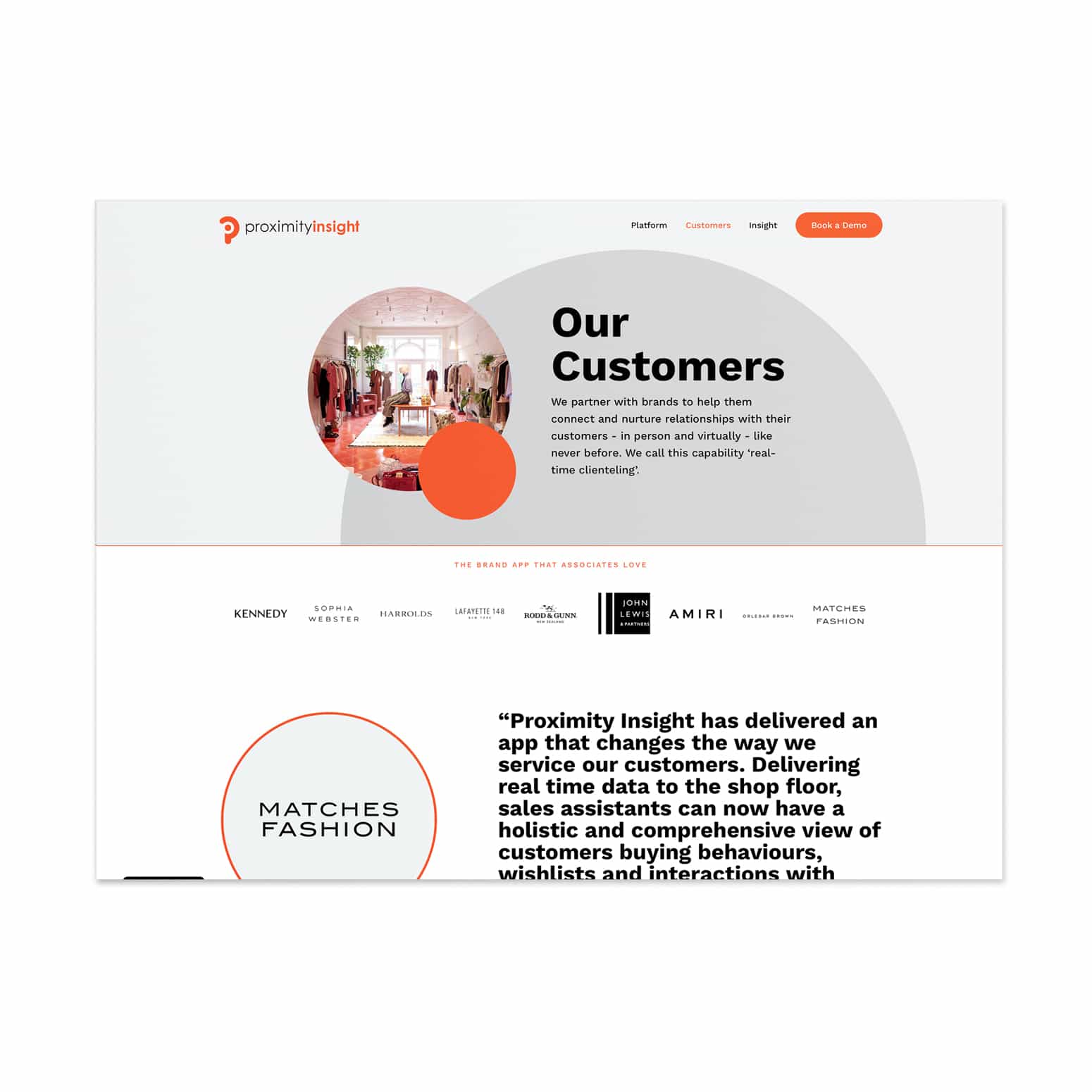 Proximity Insight Customer Page Design Mockup