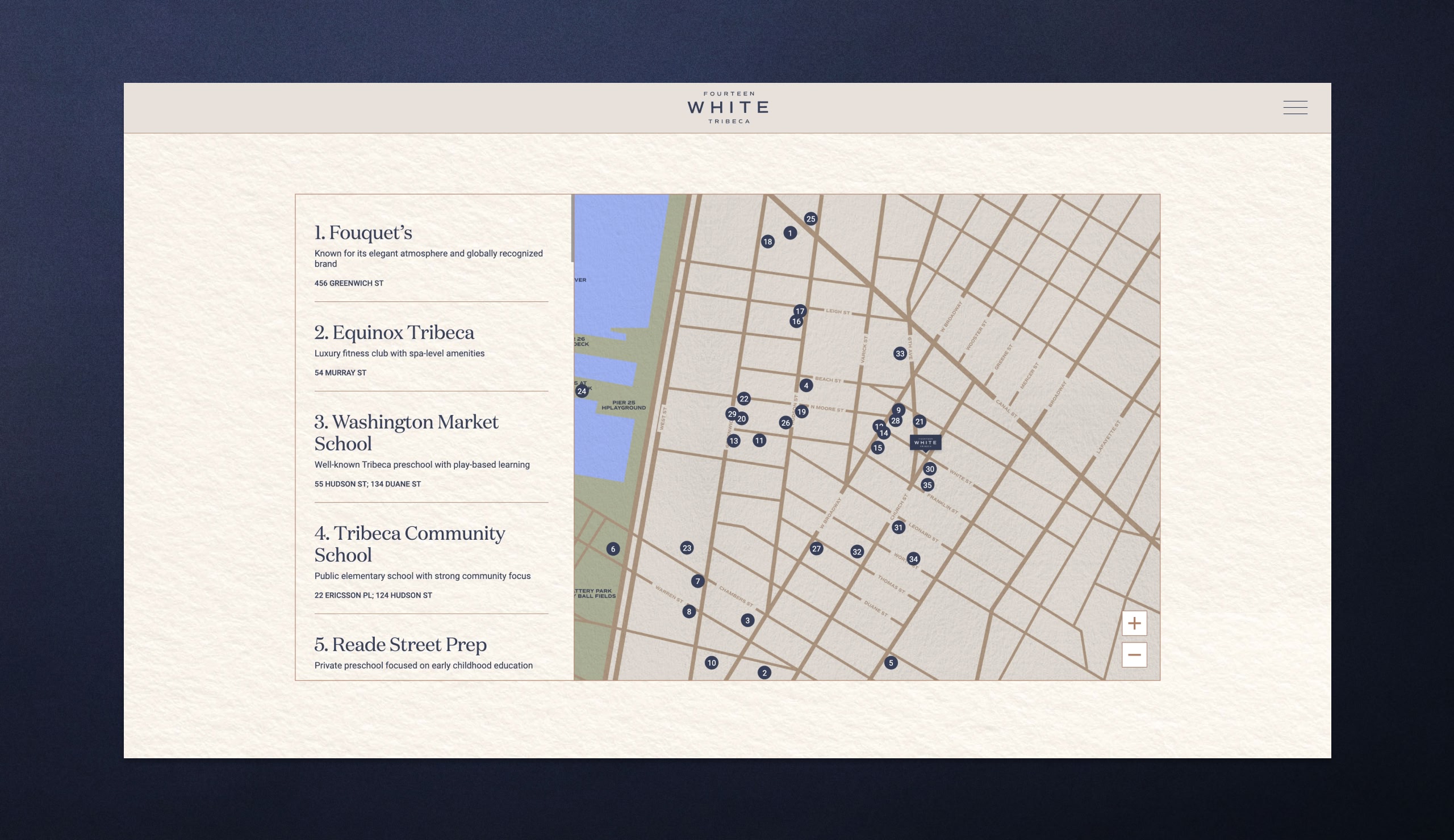 14 White Tribeca website – desktop UI design, fourth view