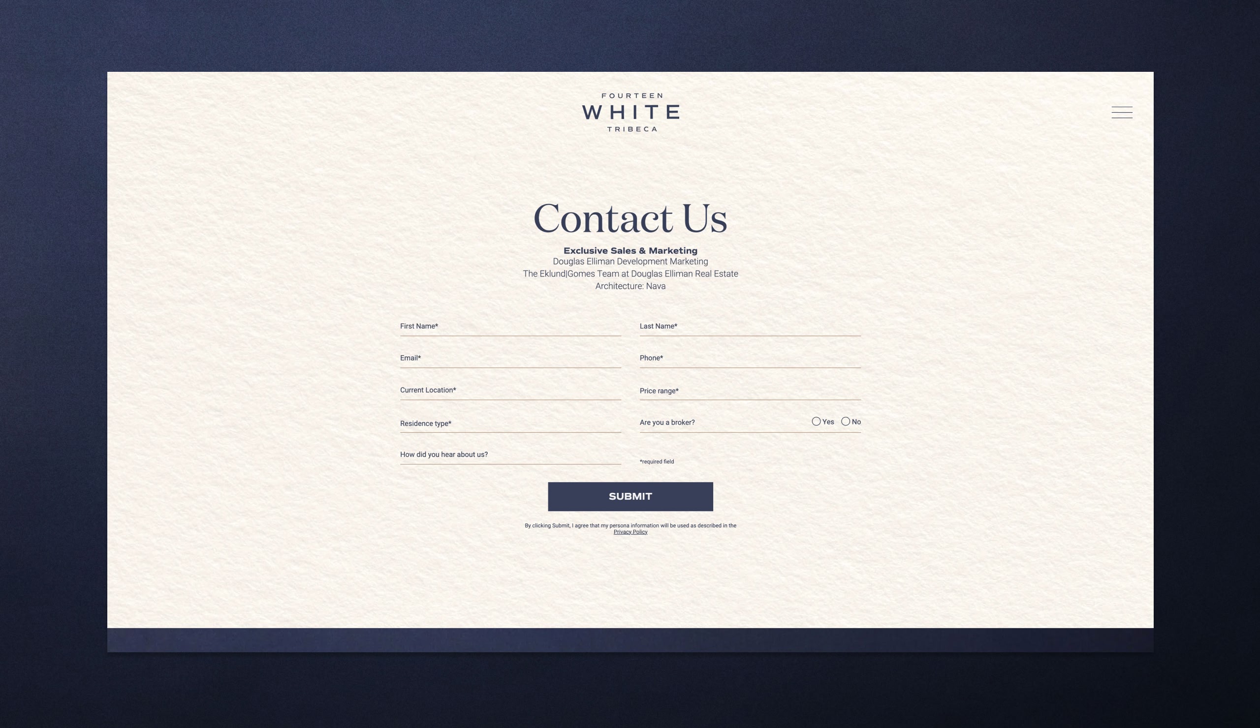 14 White Tribeca website – desktop UI design, sixth view