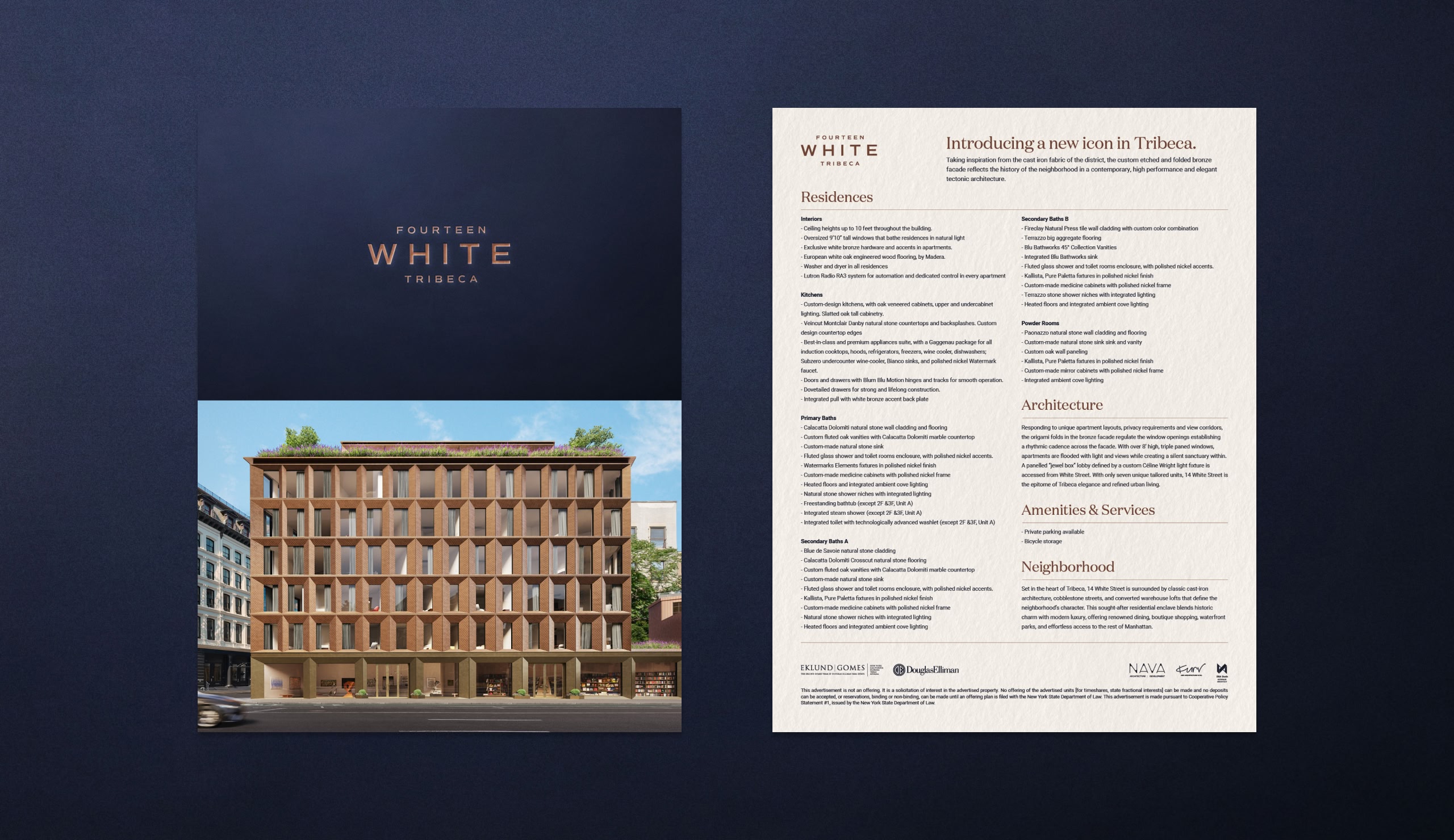 14 White Tribeca fact sheet design