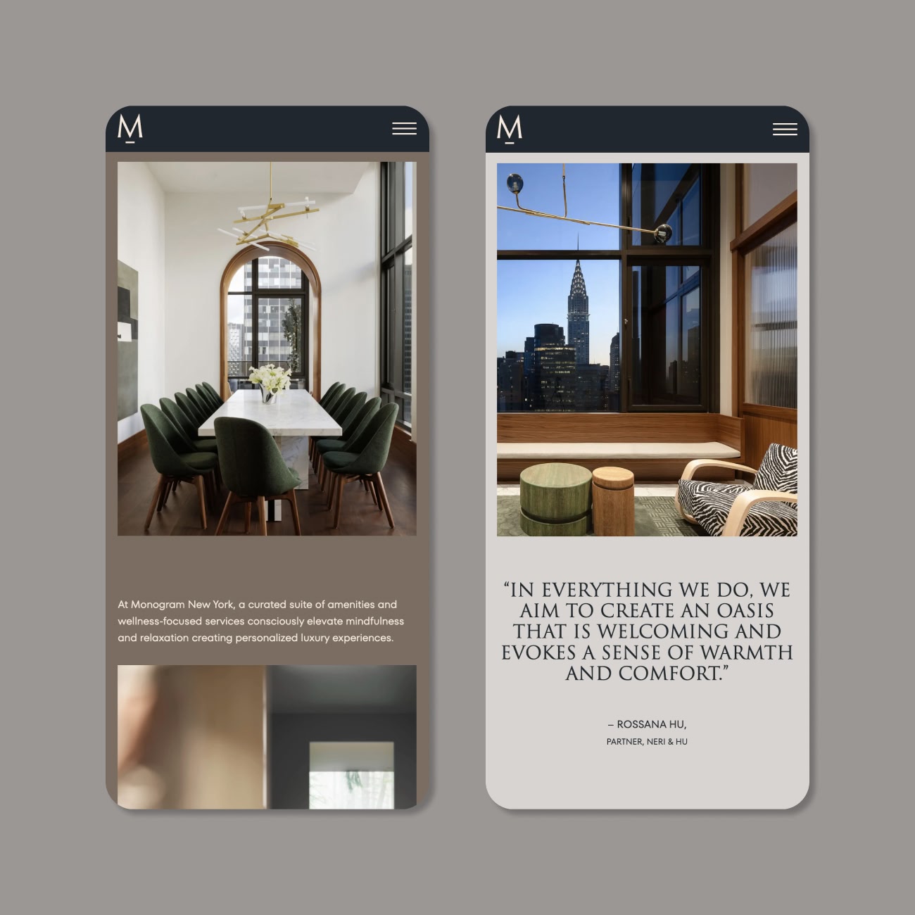 Monogram New York square digital display ad featuring the building exterior and brand identity