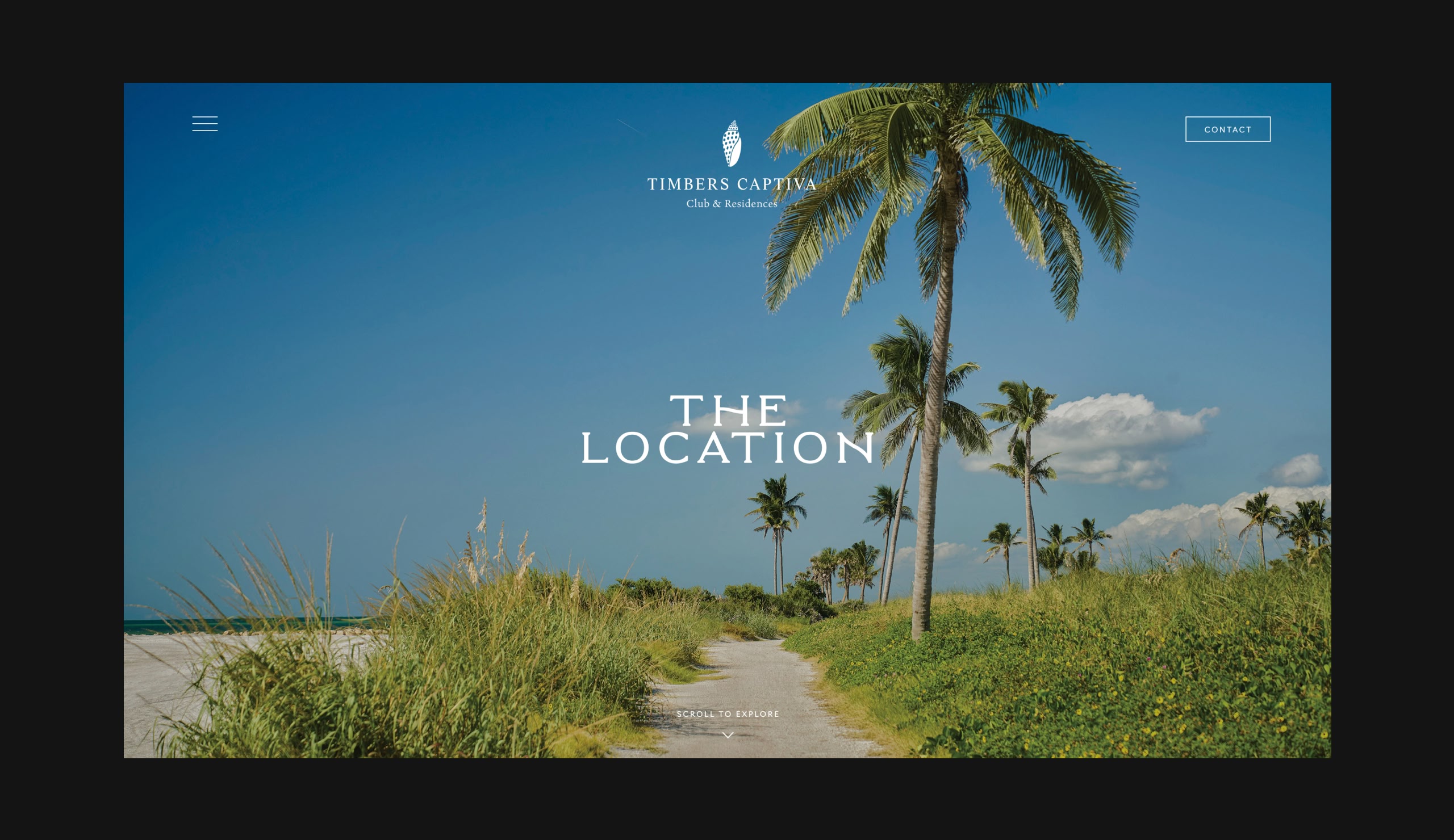 Timbers Captiva website – interior desktop page layout