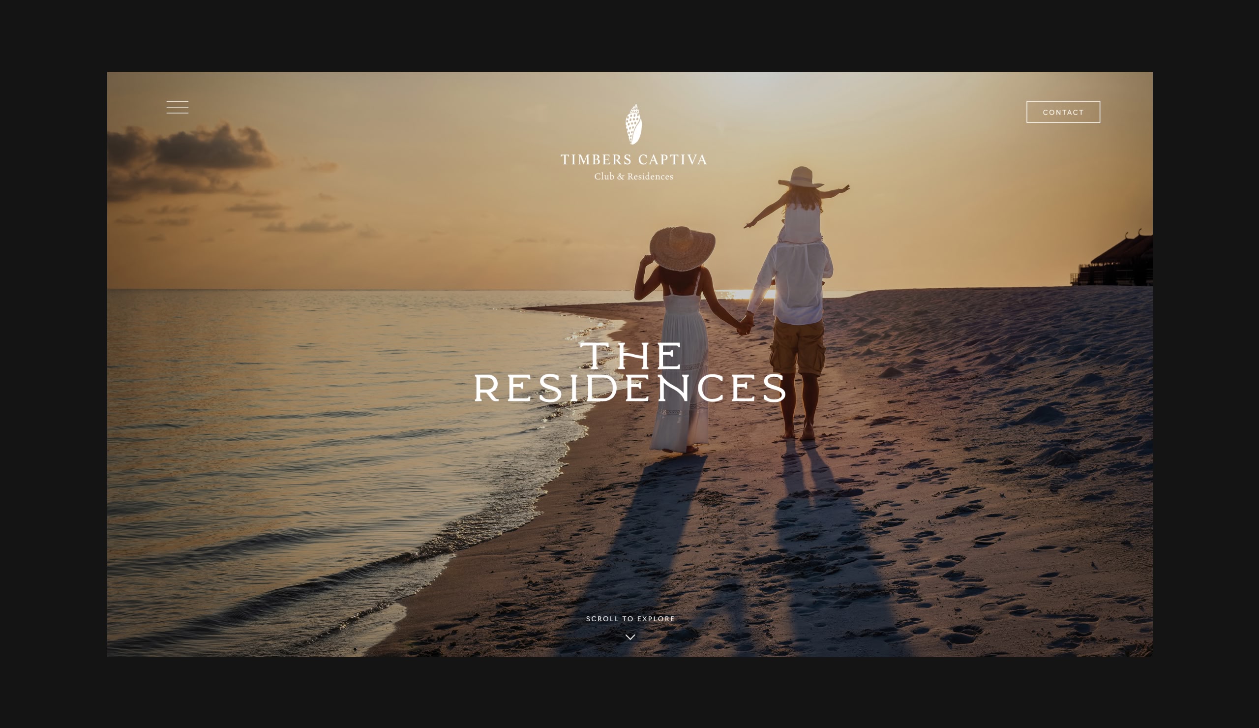 Timbers Captiva website – The Residences page with beach lifestyle photography